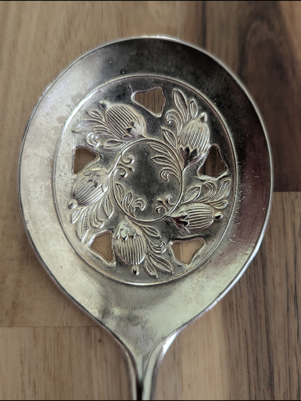 Italian Silverplated Pierced Tomato Spoon Server Ornate Floral